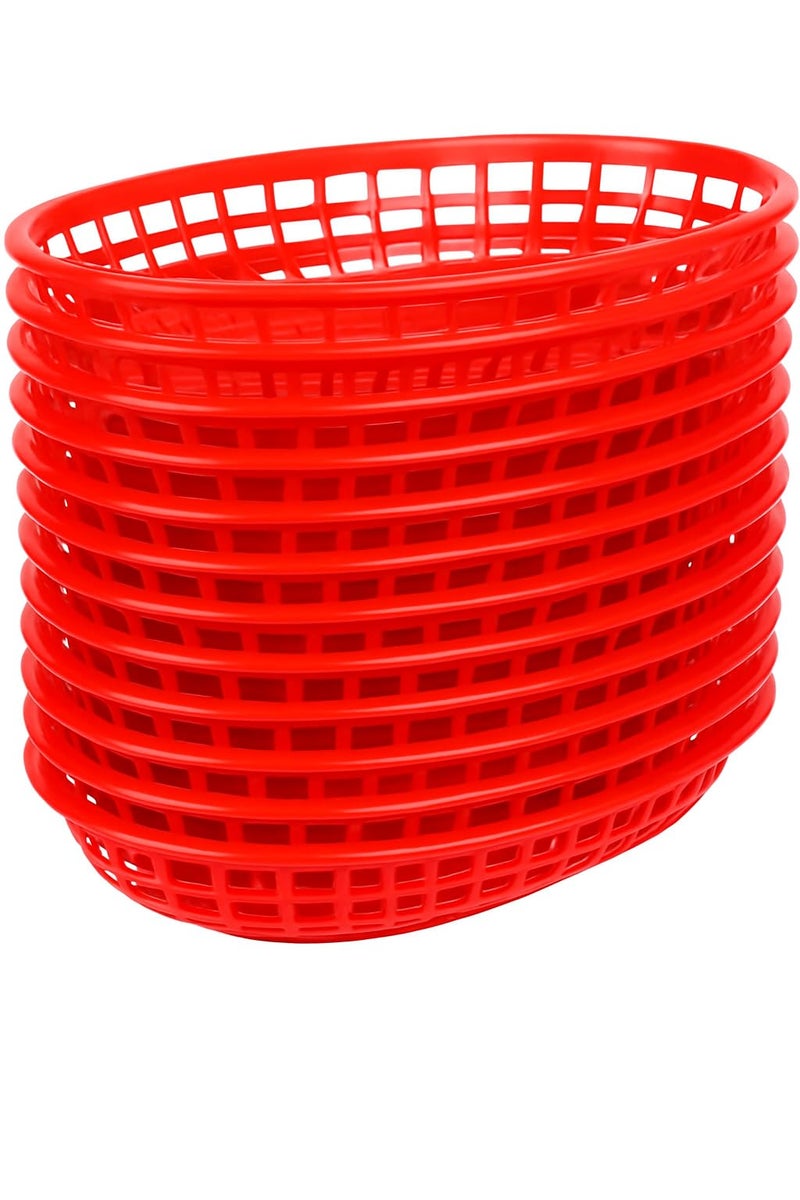 PREMIUS Food Deli Basket For Hamburgers, Hot Dogs, French Fries, Red, 9.25x5.67x1.75 Inches, 3-Pack - Image 1